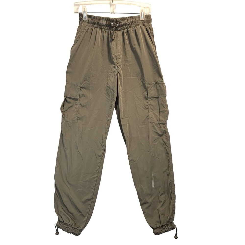 LOVE STREAK Cargo Jogger Parachute Pants Green Y2K Vintage Grunge Size L